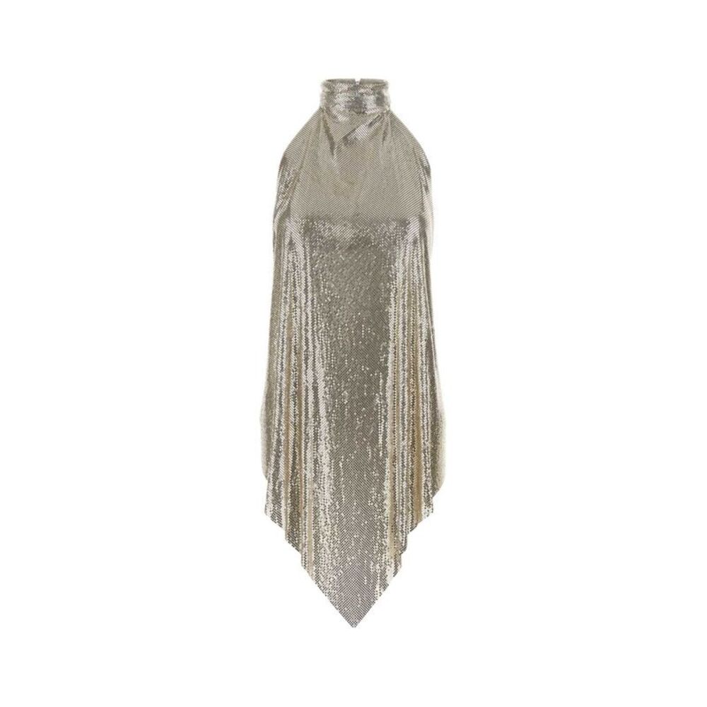 Stella Mccartney Women Silver Metal Metal Knit Top